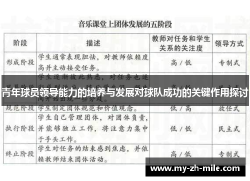 青年球员领导能力的培养与发展对球队成功的关键作用探讨